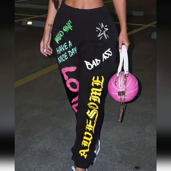 Plus size printed sweat pants sz 2XL - Picture 2 of 3